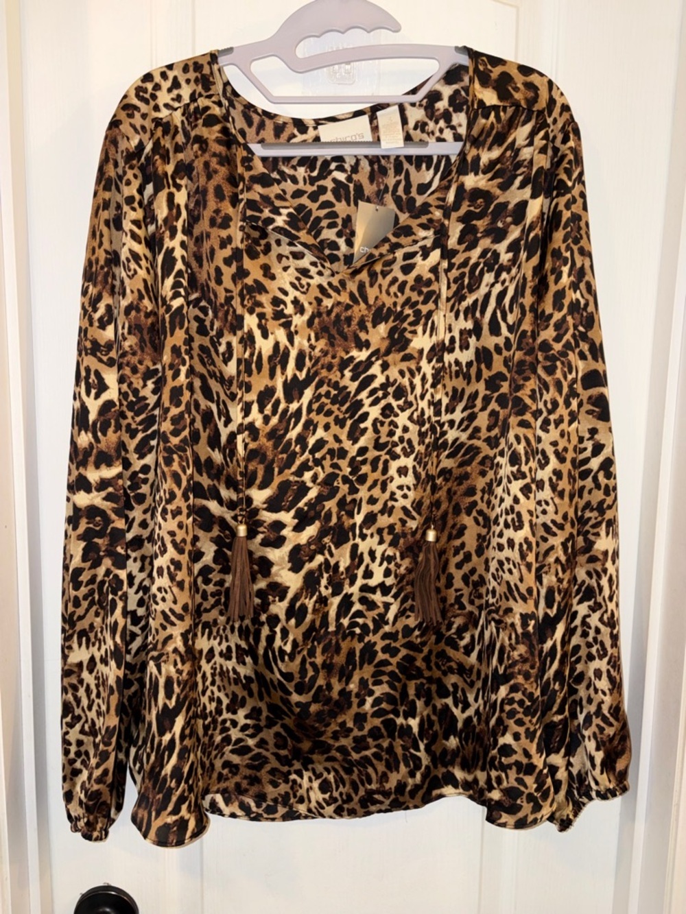 CHICO’s Leopard Print Long Sleeve Women’s Top - Brown